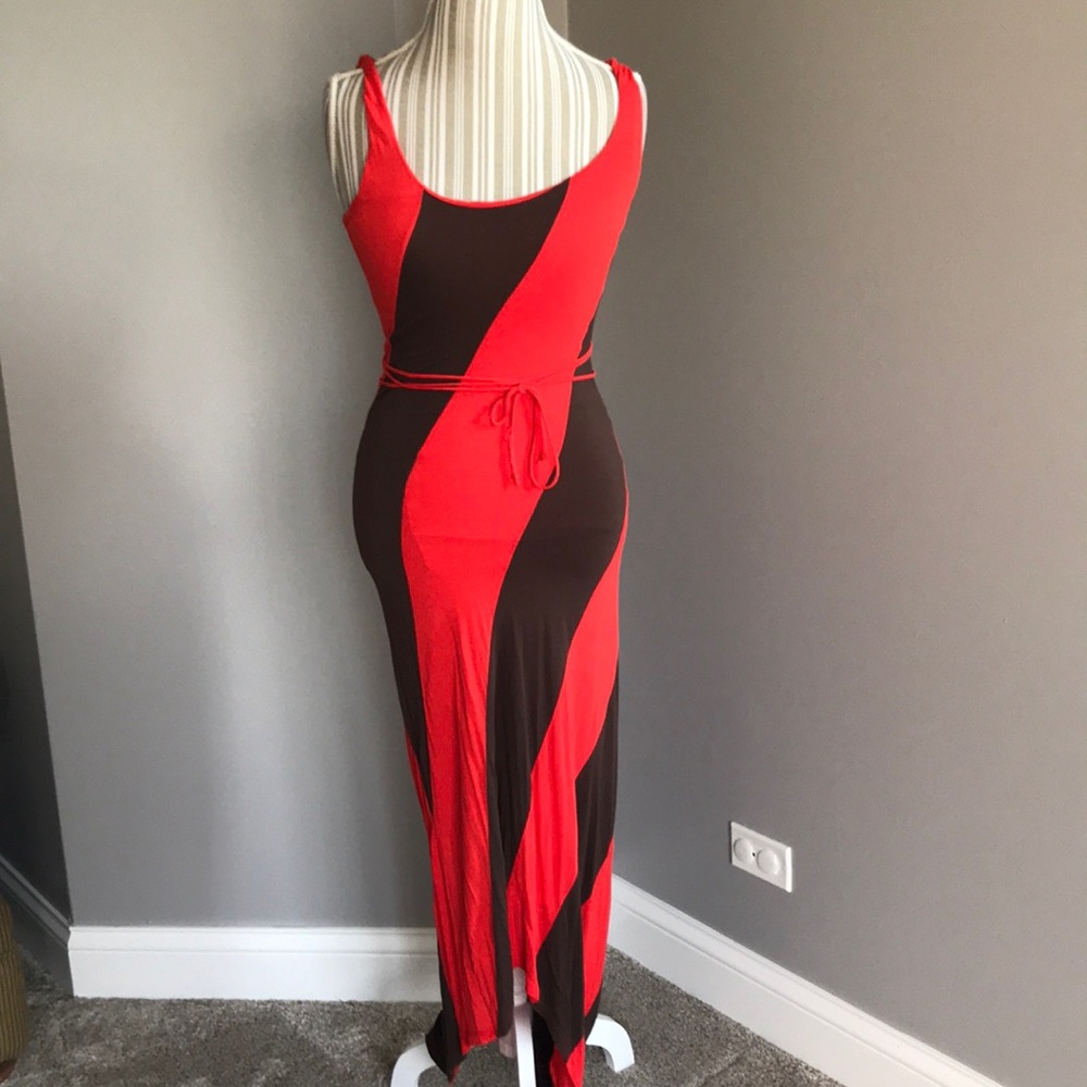 High Low two tone dress cotton. Twisted shoulders